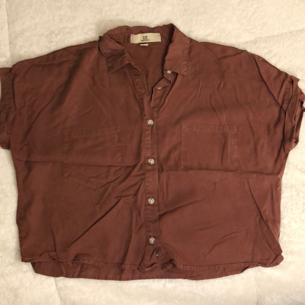 Rust Cropped Button Down